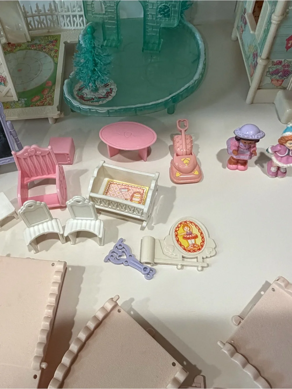 Vintage Fisher Price Precious Places Huge Lot Houses Keys Figures Accessories